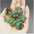 thumbnail image 4 of Juego de dados de resina con bordes afilados para D&D con caja y bolsa de metal, color verde y marrón, 4 of 8