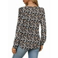 thumbnail image 2 of Women'S Puff Long Sleeve Pleated Crew Neck Blouses Dressy Casual Loose Fit Winter and Spring Shirts Black Floral XXL, 2 of 3