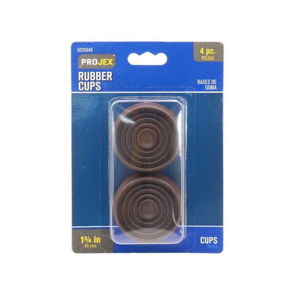 Projex 5035948 1.75 in. Rubber Round Caster Cup, Brown - Pack of 4
