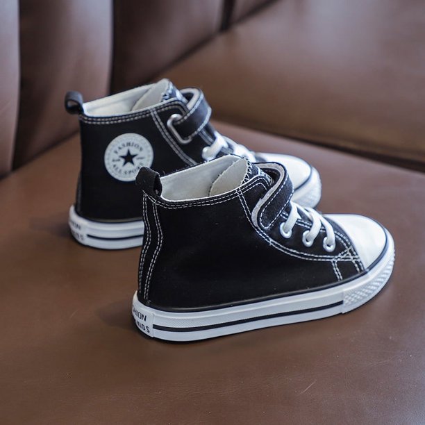 Zapatos de lona altos para niños, zapatos de mujer de color caramelo, zapatos de tela para niños, zapatillas deportivas de moda para primavera y otoño para niños
