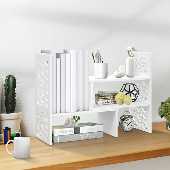 TY Arts & Culture Desktop Organizer Shelf Office Desk Shelves Multi-Functional Organization White