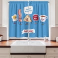 thumbnail image 2 of Ambesonne Breakfast Theme Kitchen Curtains, Friendly Characters, 55"x30", Sky Blue Multicolor, 2 of 3