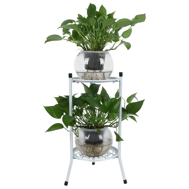 Plant Pot Stand, 2 Tier Metal Plant Stand Flower Pot Holder Display Shelf Rack Home Decoration Garden Accessories