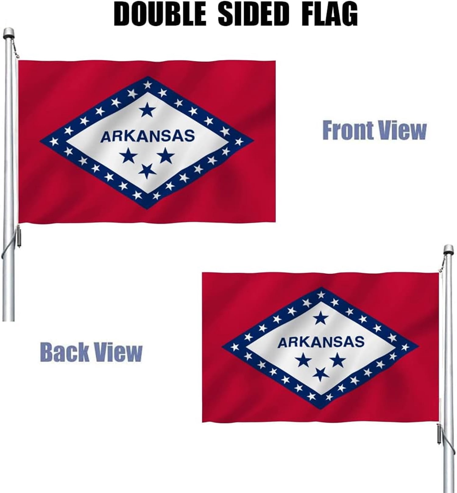 Oneluffy Arkansas Flag 3x5 Outdoor Double Sided Arkansas Razorback Flag AR State Flag Arkansas State Flag Banner Polyester with 2 Brass Grommets Decor for Indoor Outside Wall Room