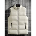 thumbnail image 3 of Cenuakty Menacute;s Puffer Vest Solid Color Stand Collar Quilted Waistcoat Fall Winter Casual Outdoor Sleeveless Padded Jacket Coat, 3 of 6