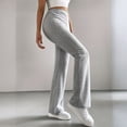 thumbnail image 6 of CIENVNSTG Women's Wide Leg Pants Ribbed Casual Flare Leg Pants Elastic High Waist Slim Fit Home Bell Bottom Pants for Daily Wear Outings Gray M, 6 of 6