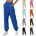 thumbnail image 2 of ctdiral Women's High Waisted Sweatpants Fashion Loose Fit Stretchy Lounge Trousers Fall Casual Lightweight Running Athletic Pants with Pockets Orange M, 2 of 6