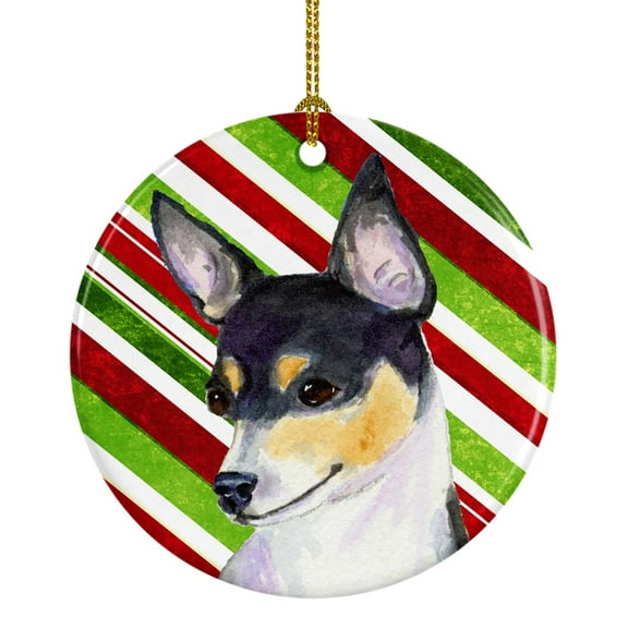 Carolines Treasures SS4587-CO1 Chihuahua Candy Cane Holiday Christmas Ceramic Ornament 3 in multicolor