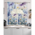 thumbnail image 2 of Dragonfly Spring Floral Kitchen Curtains Sets 24 Inch Length with Valance, Summer Botanical Flowers Swag Valances and Tiers Curtain Set Drapes Swag Curtains for Living Room, Bathroom, Bedroom, Cafe, 2 of 6