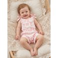 thumbnail image 4 of BemeyourBBs Toddler Baby Girls Summer Clothes One Piece Romper Jumpsuit Casual Bow Print Waist-cinching Crew Neck Sleeveless Short Overalls, 4 of 9