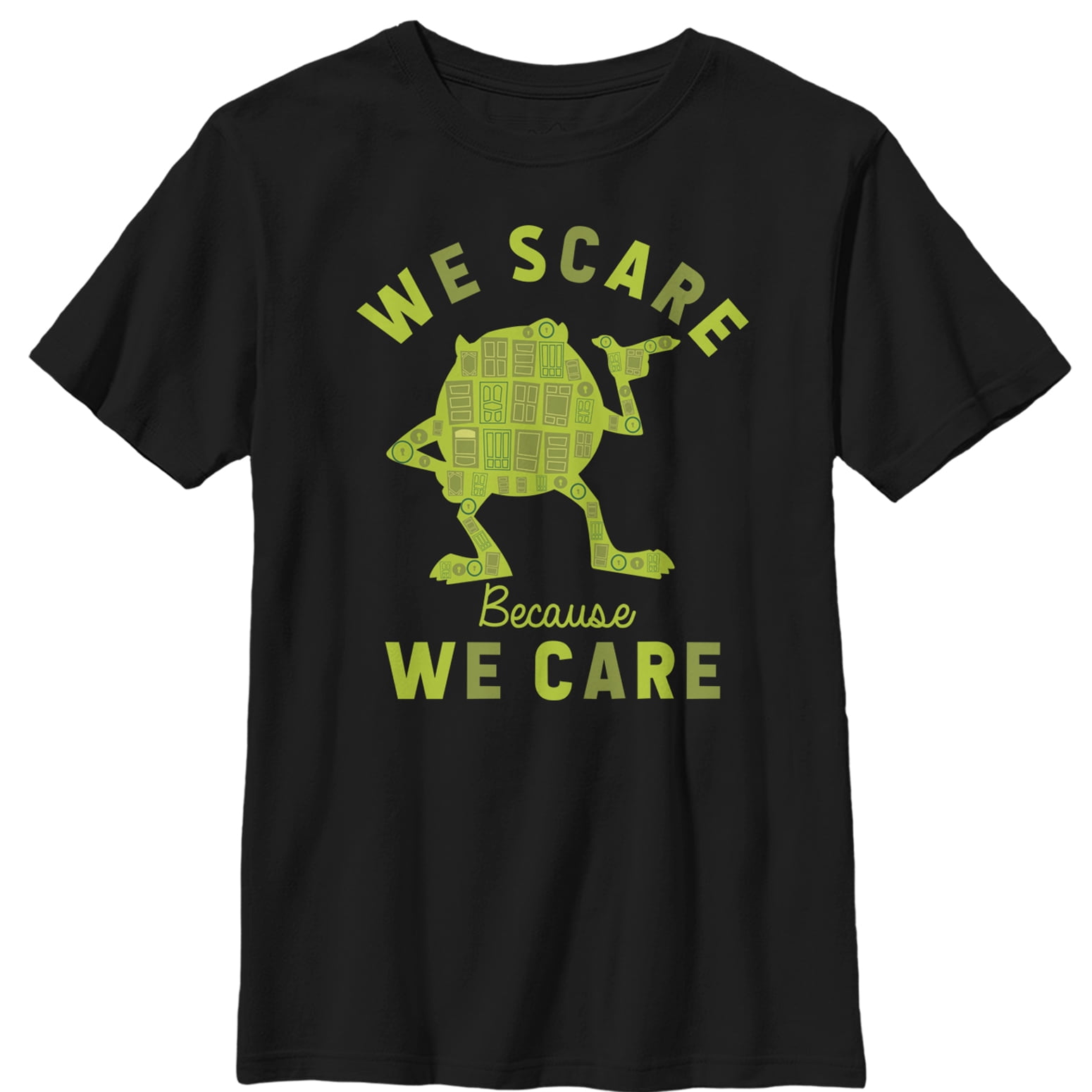 Boy's Monsters Inc Mike We Care  Graphic Tee Black X Small
