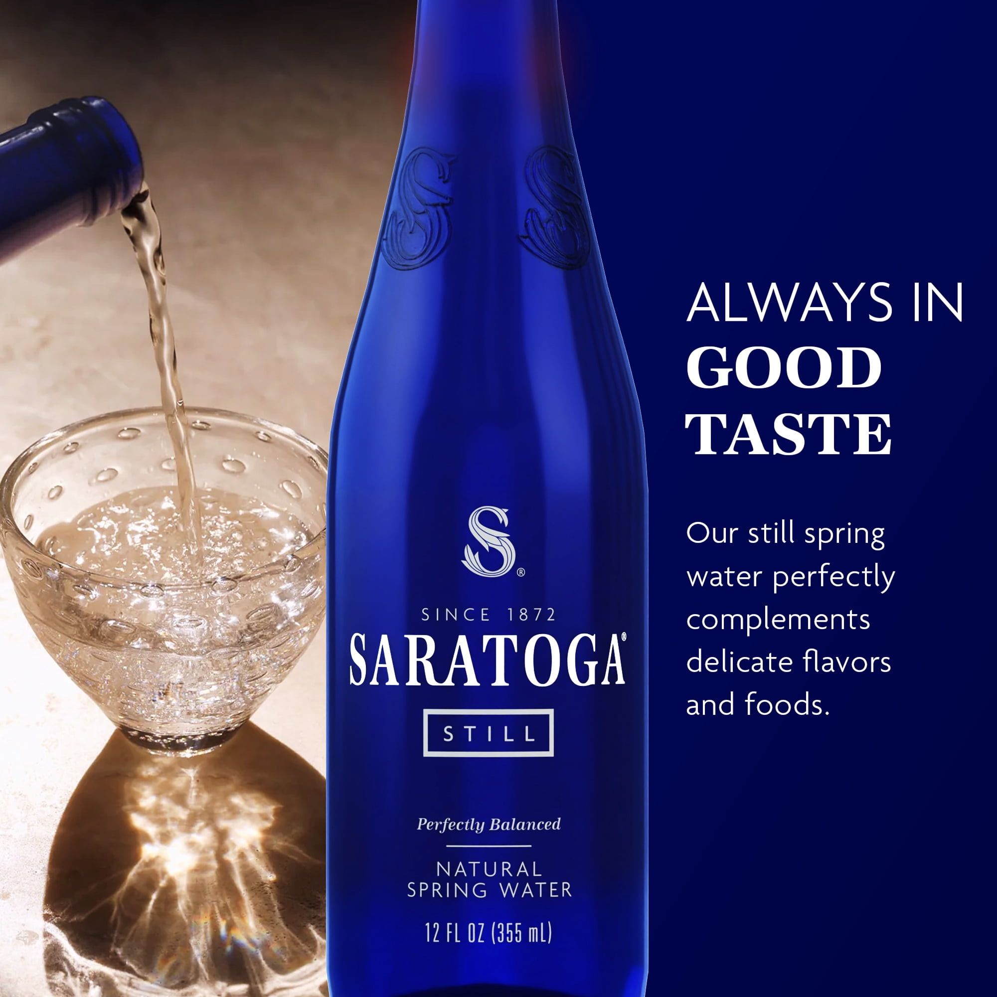 Saratoga Still Spring Water, 12 fl oz, 12-pack Glass Bottles
