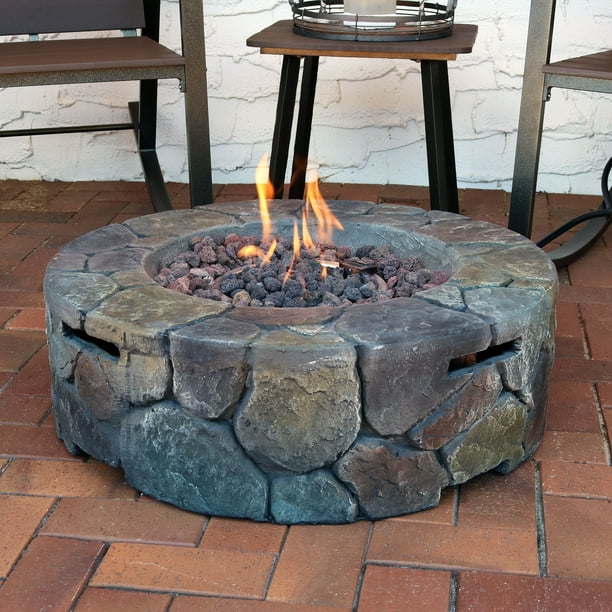 Sunnydaze Cast Stone Outdoor Propane, Propane Fireplace Lava Rocks