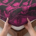 thumbnail image 3 of King Size Fitted Sheet Set - Halloween 3 Piece Bedding Sets 16" Deep Pocket Fitted Sheet with 2 Pillowcases, Vintage Skeleton Pink Fall Holiday Brushed Microfiber Hotel Luxury Bed Sheets, 3 of 9