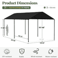 thumbnail image 6 of 10‘ x 20’ Heavy Duty Enclosed Garage All-Season Carport Car Canopy with Water-Resistant Tarp,Black, 6 of 7