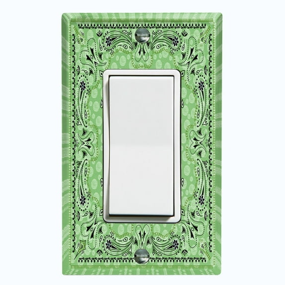 Metal Light Switch Plate Cover Green Paisley Bandana Spotted Tile Pattern TIL085