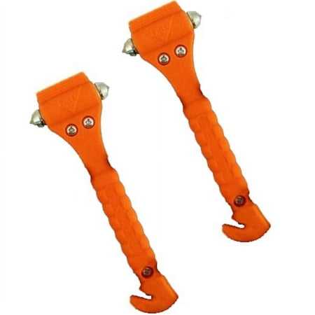 Orange Emergency Hammer Window Punch Seat Belt Cutter 2pk