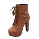 thumbnail image 2 of Zapatos de mujer Cálidos con cordones Tacón súper alto Tacón grueso Punta redonda Hebilla de cinturón Botas de tubo medio Wmkox8yii hfjk1071, 2 of 7