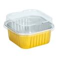thumbnail image 2 of Cozeii Mini Square Cake Pans with Lids, 3.5 Inch Aluminum Foil Pans Disposable Cake Pans for Party Picnics Muffins Cupcakes (Gold）, 2 of 5
