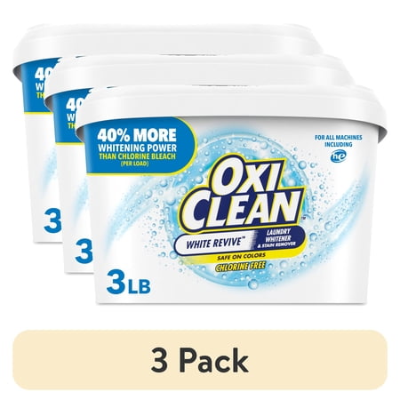 (3 pack) OxiClean White Revive Laundry Whitener and Laundry Stain Remover Powder, 3 lb