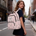 thumbnail image 3 of Yspwyqan Kid Backpack for School, 17" 600D Polyester Backpack for Girls with Front Pocket, Adjustable Straps Pink Floral Koala Large Capacity Daypack for Preschool Kindergarten Hiking, 3 of 7