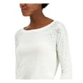 thumbnail image 3 of INC Womens Gray Embellished Rhinestone Long Sleeve Crew Neck Sweater S, 3 of 4