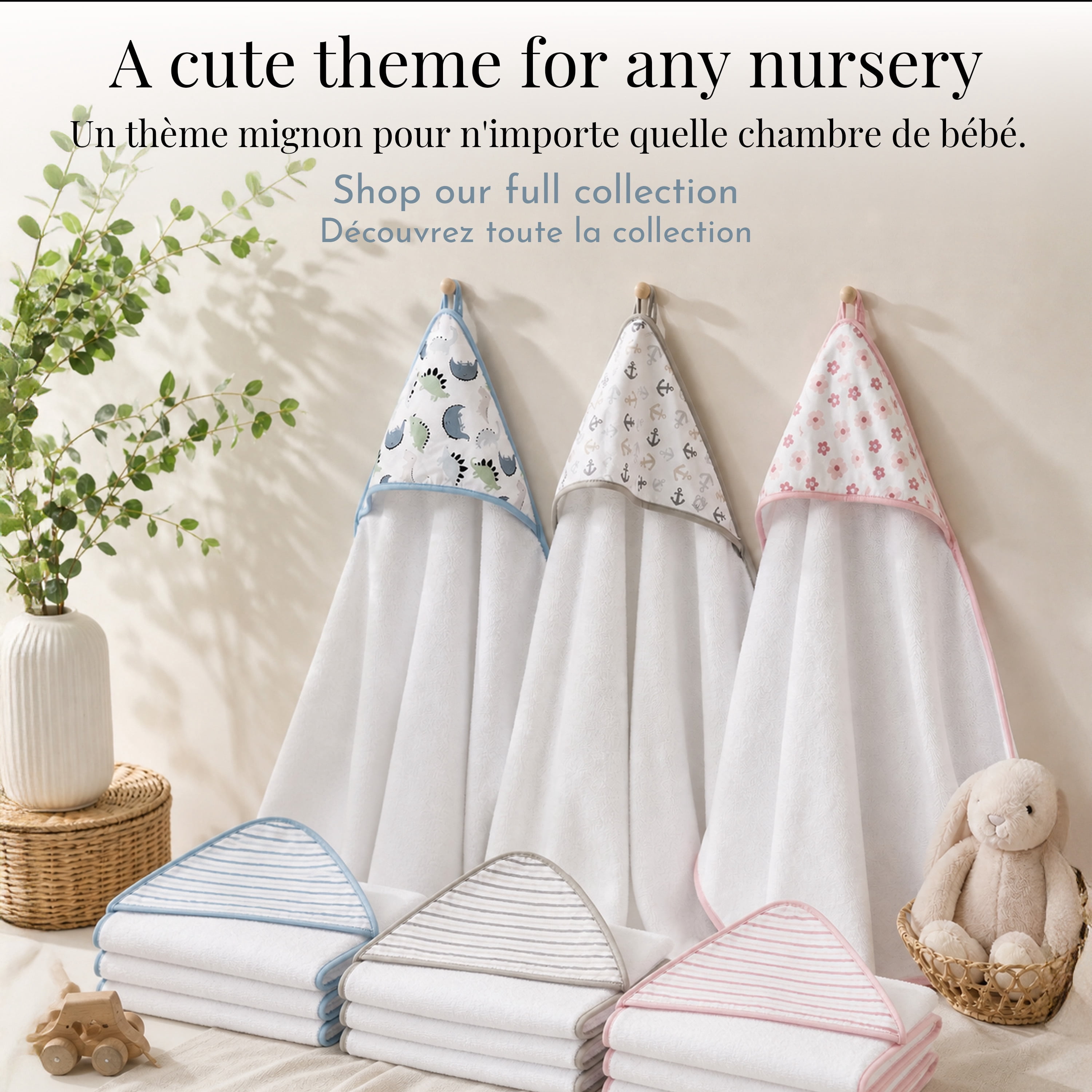 Dream On Me Baby 2 Piece Hooded Towels & 12 - Piece Washcloth Set in Blue Dino Print