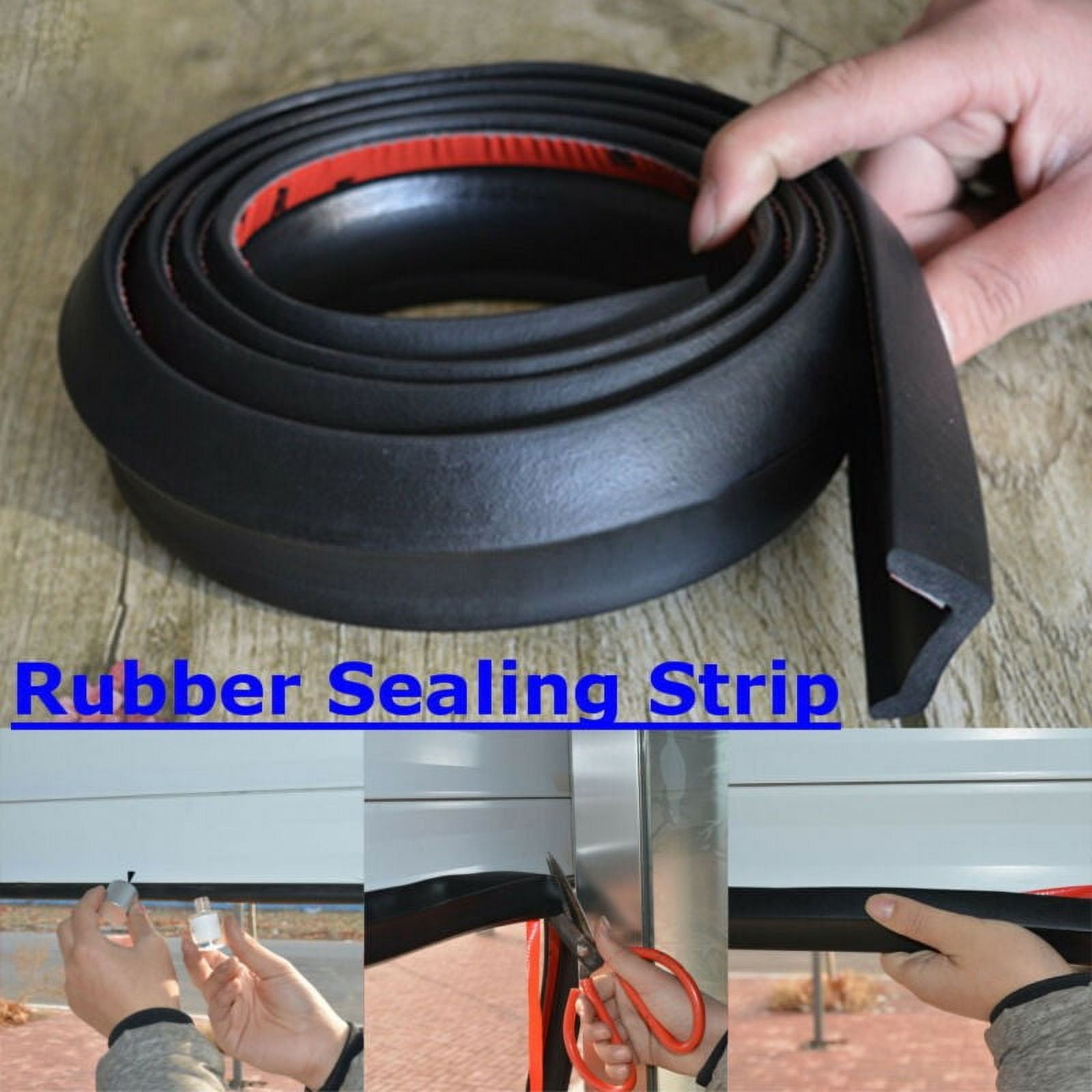 Fancy Garage Door Threshold Seal Strip, Bottom Weather Stripping Replacement Rubber Waterproof 78.74Iinch Length Black