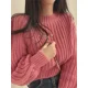 thumbnail image 4 of Pink Cropped Knitted Sweaters for Women 2024 Korean Fashion Loose Long Sleeve Jersey Woman Solid Color Wild Round Neck Pullover, 4 of 5
