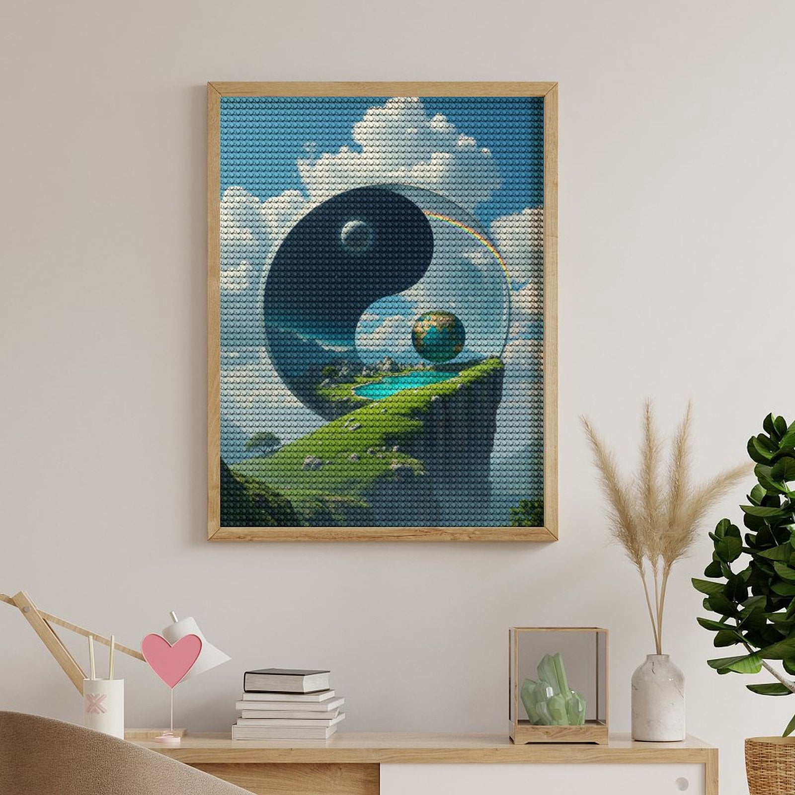 Diamond Art Kits for Adults, Surreal Landscape Yin Yang Nature Sphere 5D Diamond Painting Kits for Adults Beginners, DIY Full Drill Diamond Painting, Gem Art and Crafts 12x16