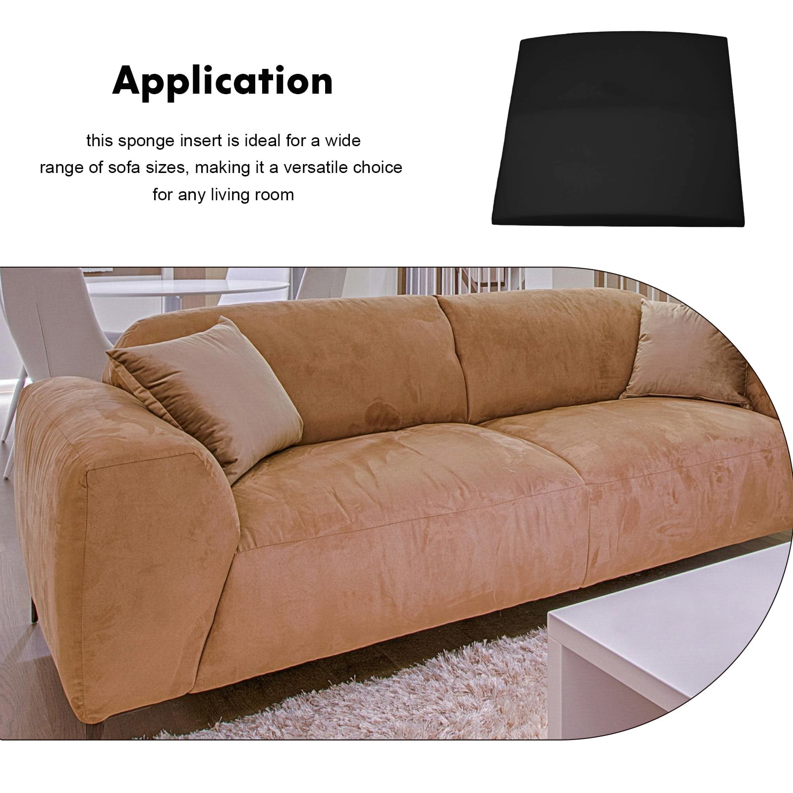 DEEPCRAFF High Density Firm Black Sofa Support Cushion Insert for Sagging Couch Restoration and Comfort Enhancement