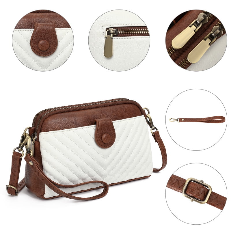 GAEKEAO Crossbody Bags for Women Leather Shoulder Purse Cross Body Bag Handbag with Wristlet Top Zipper