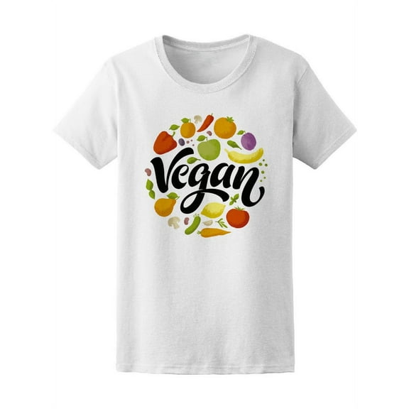 Go Vegan Fruits And Vegetables T-Shirt Women -Image by Shutterstock, Female XX-Large