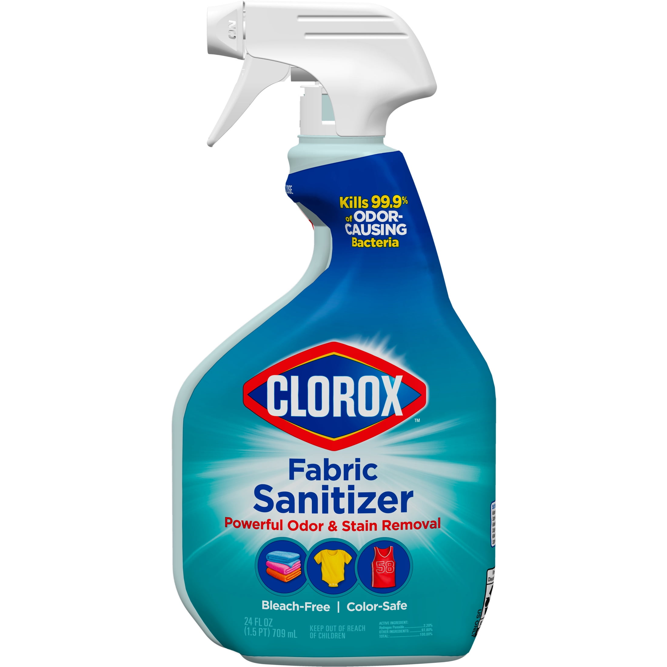 Clorox Bleach-Free Fabric Sanitizer and Odor Eliminating Laundry Sanitizer, Unsented, 24 fl oz