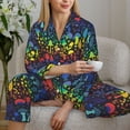 thumbnail image 5 of KLL Magical Mushrooms and Flowers Print Women's Long Sleeve Pajamas with Pants Sleepwear Loungewear 2 Set-Medium, 5 of 7