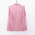 thumbnail image 4 of HAPIMO Denim Jacket Vest for Women Girls Fall Fashion Tops Long Sleeve Womens Lapel Bust Pocket Outwear Casual Comfy Solid Button Down Sleeveless Jacket Pink M, 4 of 8