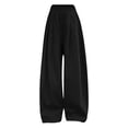 thumbnail image 3 of YOUYEDIAN Girls Wide Leg Pants Flowy Loose Fit Palazzo Pants for Girls Kids Casual Beach Linen Trousers (Black, 9-10 Years), 3 of 4
