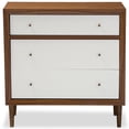 thumbnail image 3 of Baxton Studio Harlow Commode à 3 Tiroirs en Blanc et Noyer, 3 of 4
