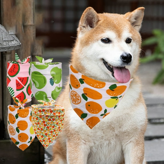 Naierhg Dog Bandana Fruit Pattern Super Absorbent Cotton Pet Dog Bib for Dining