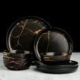 Thyme & Table 12 Piece Dinnerware Set, Black Marble