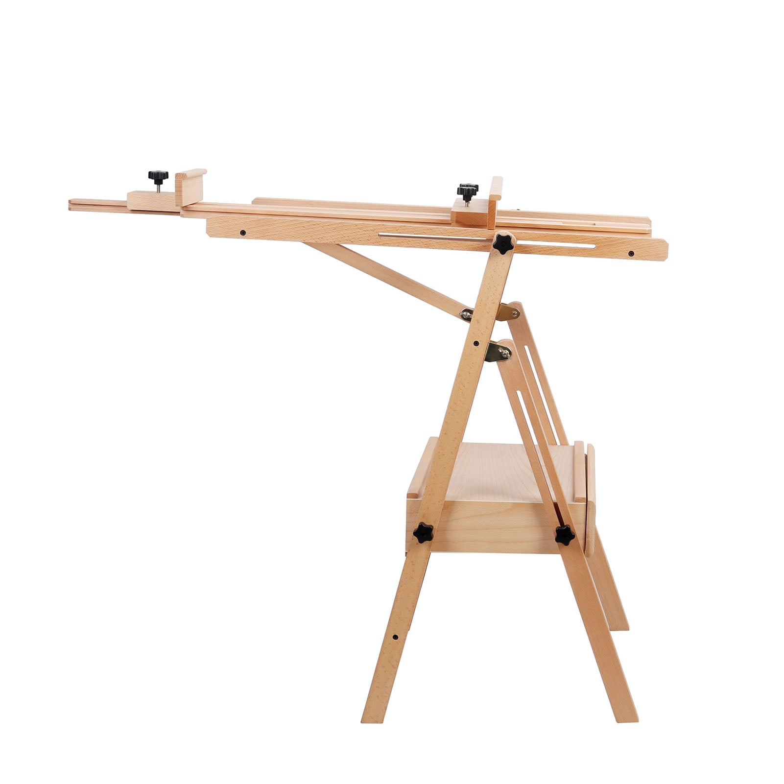 Artist Easel - Adjustable H-Frame French Style with Casters, Solid Beech Wood Painting Stand that Tilts Flat, Canvas Holder for Studio