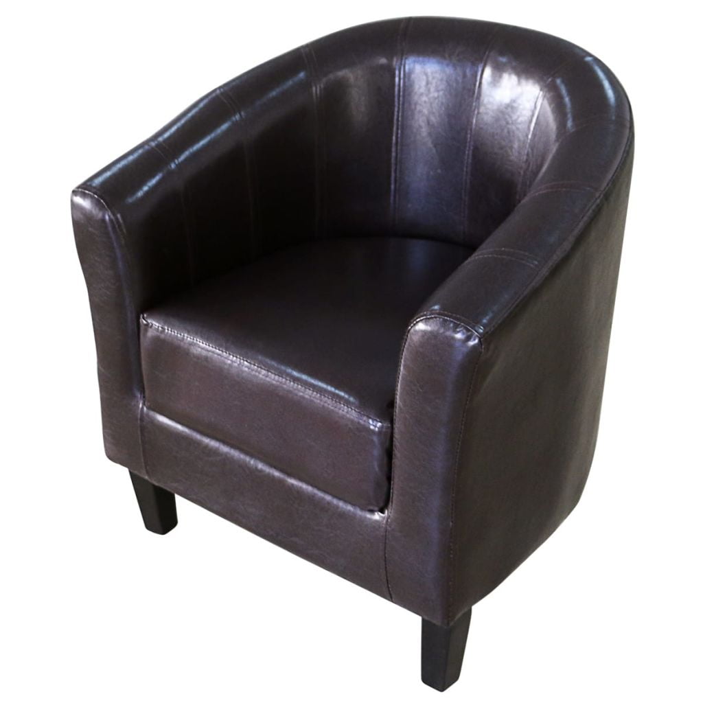 faux leather brown tub chair