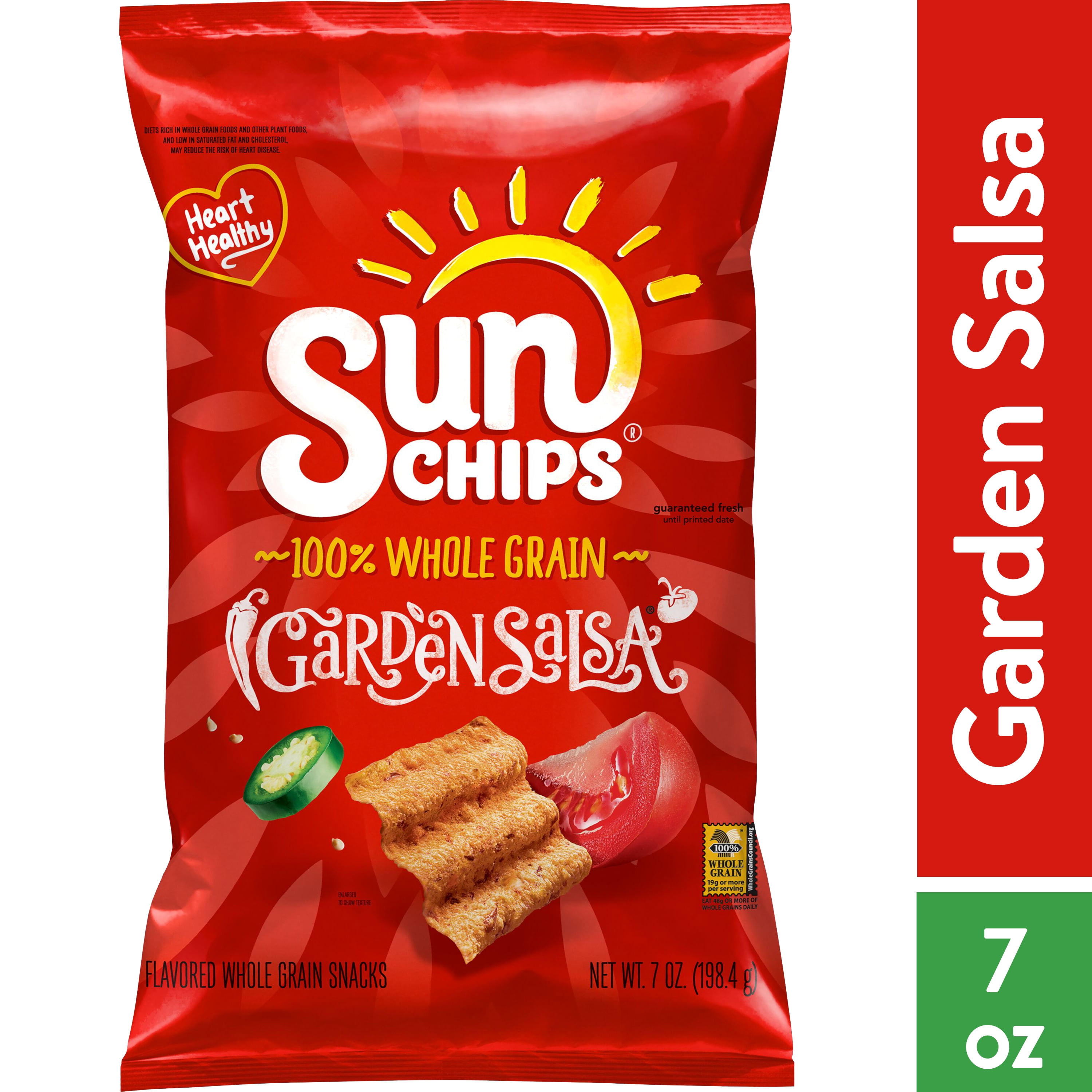 SunChips Garden Salsa Flavored Whole Grain Snacks, 7 oz Bag