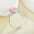 thumbnail image 4 of Emerald-Cut Lab-Created Pink Topaz and Moissanite Solitaire Engagement Ring in 925 Sterling Silver for Women – Elegant, Sparkling, and Timeless, 4 of 6