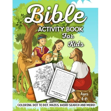 Bible Covers For Children Bible Activity Book for Kids Ages 4-8 : A Fun Kid Workbook Game for Learning, Coloring, Dot to Dot, Mazes, Word Search and More! ()