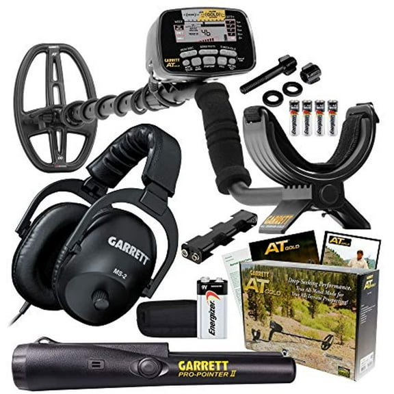 garrett at gold waterproof metal detector with ms-2 headphones and propointer ii