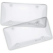 Zone Tech Clear License Plate Shields - 2-Pack Novelty/License Plate Clear Bubble Shields