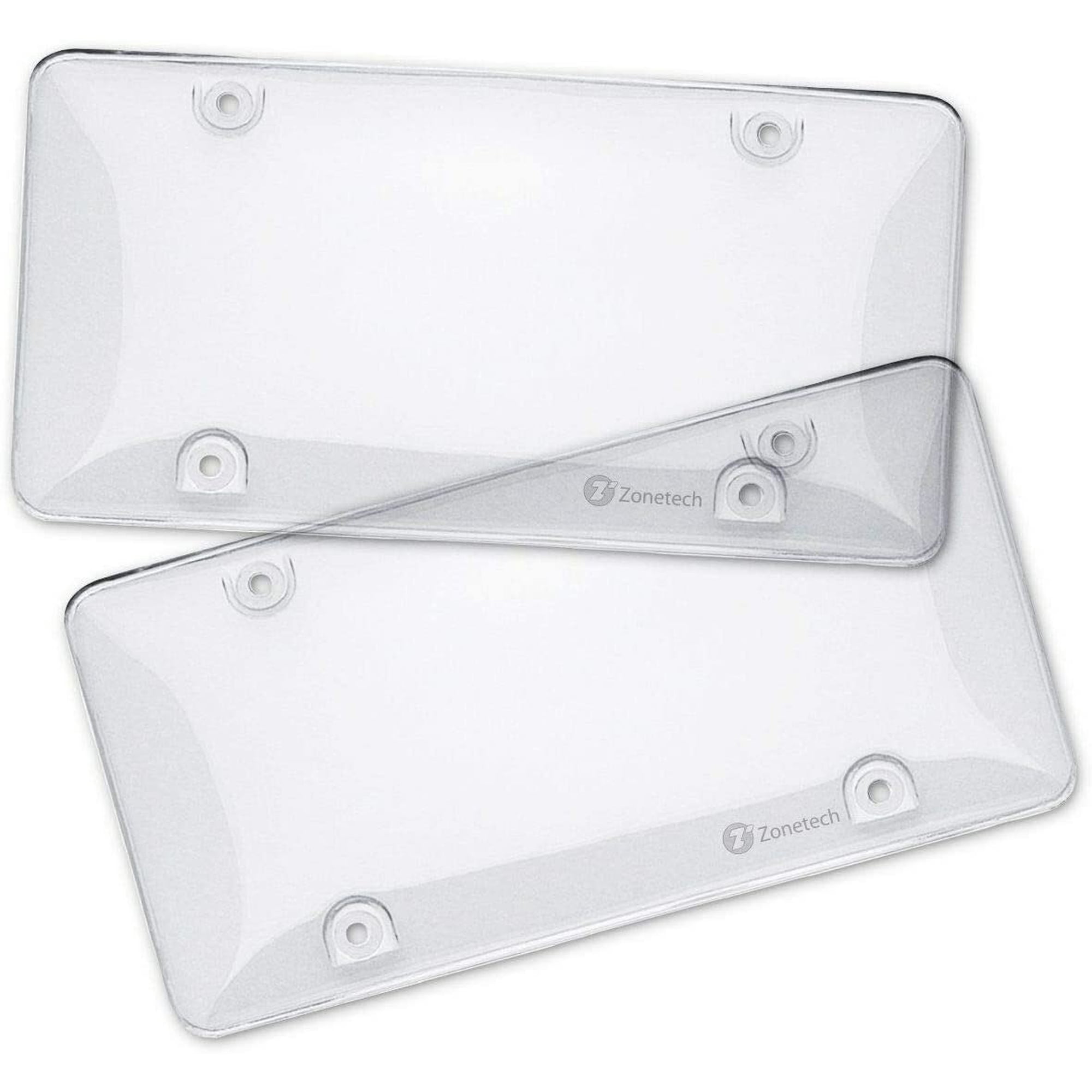 Zone Tech Clear License Plate Shields - 2-Pack Novelty/License Plate Clear Bubble Shields