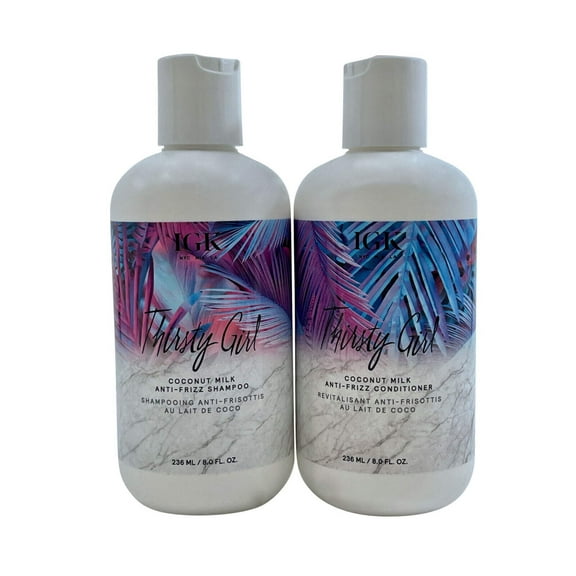 IGK THIRSTY GIRL Coconut Milk Anti-Frizz Shampoo 8 Fl Oz  and  Conditioner 8 Fl Oz Duo