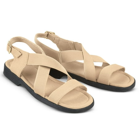 Elasticized Stretch Comfort Sandals with 3/4
